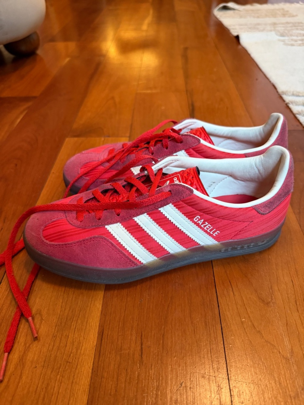 adidas Gazelle Red with White Stripes Low-Top Sneakers